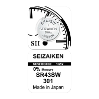 Батарейка SEIZAIKEN 301 (SR43SW) Silver Oxide 1.55V (1/10/100/1000)