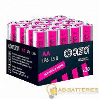 Батарейка Фаzа Super LR6 AA BOX20 Alkaline 1.5V (20/120/480)  | Ab-Batteries | Элементы питания и аксессуары для сотовых оптом