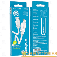 Кабель Borofone BX55 USB (m)-Lightning (m) 1.0м 2.4A силикон белый (1/360)