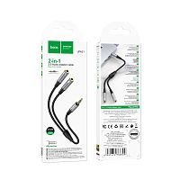 Кабель AUX HOCO UPA21 Jack 3.5mm (m)-2xJack 3.5mm (f) 0.25м серебряный (1/31/310) 