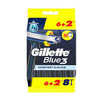 Бритва одноразовая Gillette "BLUE3 COMFORT Slalom" 3 лезвия ENG 6+2шт. (1/6)