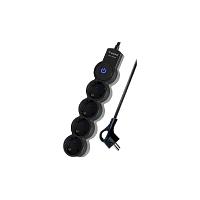 Удлинитель Космос 4р.С/З 10A 1.5м с выкл. ПВС 3х0.75мм IP20 черный (1/30)