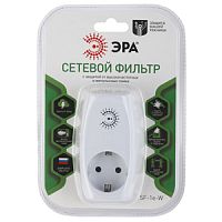 Сетевой фильтр ЭРА SF 1р.С/З 16A со шторкой белый (1/10/60)