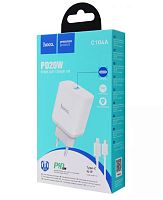 Сетевое З/У HOCO C104A 1USB/Type-C 3.0A 20W QC3.0 с кабелем Type-C-Lightning белый (1/13/130)