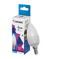 Лампа светодиодная Космос CN E14 6.5W 4500К 220V свеча матовая (1/10/80)