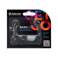 Наушники вставные Defender 633 #1 Basic черный (1/200) 