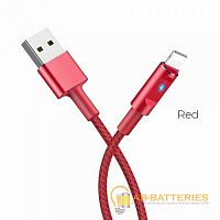 Кабель HOCO U47 USB (m)-Lightning (m) 1.2м 2.4A ткань красный (1/20/200)  | Ab-Batteries | Элементы питания и аксессуары для сотовых оптом