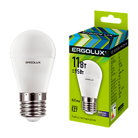 Лампа светодиодная Ergolux G45 E27 11W 6500К 172-265V шар (1/10/100)
