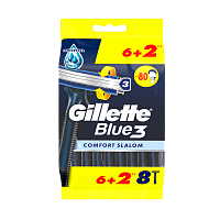 Бритва одноразовая Gillette "BLUE3 COMFORT Slalom" 3 лезвия 6+2шт. (1/6)