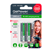 Аккумулятор бытовой GoPower HR6 AA BL2 NI-MH 1300mAh (2/20/240)
