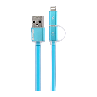 Кабель Remax RC-020t Aurora USB (m)-Lightning/microUSB (m) 1м 2.1A голубой