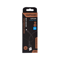 Кабель GoPower GP21M USB (m)-microUSB (m) 1м 2.4A силикон черный (1/200/800)