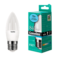 Лампа светодиодная Camelion C35 E27 10W 4500К 170-265V свеча матовая (1/10/100)