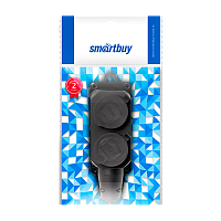 Розетка Smartbuy 2гн. 16A С/З каучук с крышкой черный