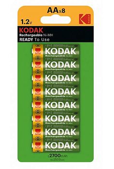 Аккумулятор предзаряженный RTU Kodak HR6 AA BL8 NI-MH 2700mAh (8/48/384/10752) 
