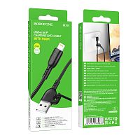 Кабель Borofone BX91 USB (m)-Lightning (m) 1м 2.4A ПВХ черный (1/360)