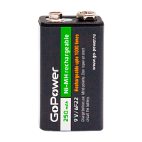 Аккумулятор бытовой GoPower Крона 6F22 BL1 NI-MH 9V 250mAh (1/25/100)