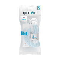 Удлинитель Фотон 10-33 3р.Б/З 10A 3.0м ПВС 2x0.75мм² белый (1/20)