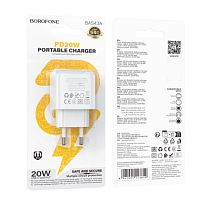 Сетевое З/У Borofone BAS43A Type-C USB (m) 3.0A 20W QC3.0 белый