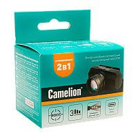 Фонарь налобный Camelion LED53779 3W ХРЕ от аккумулятора Type-C 3 режима+ZOOM черный (1/12/144)