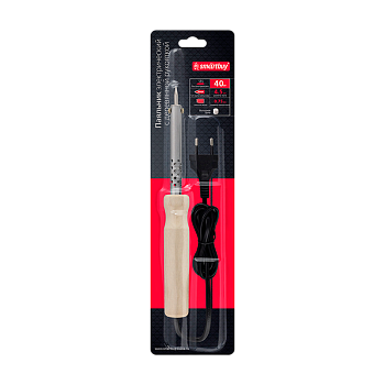 Паяльник электрический Smartbuy Tools 40 Вт, с дерев. рукояткой, длина шнура 1.1 м (1/50)