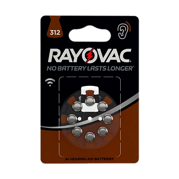 Батарейка Rayovac ACOUSTIC ZA312 BL8 Zinc Air 1.45V 0%Hg (8/80/800)