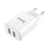 Сетевое З/У HOCO C62A 2USB 2.1A умная зарядка (IC) белый (1/21/126) 