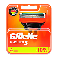 Сменные кассеты Gillette "FUSION" 5 лезвий 4шт. (цена за 1 шт) в картонной упаковке (4/40)