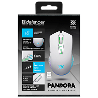 Мышь беспроводная Defender GM-502 Pandora игровая USB белый (1/60) 
