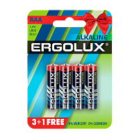 Батарейка Ergolux LR03 AAA BL3+1 Alkaline 1.5V (4/40/960) 