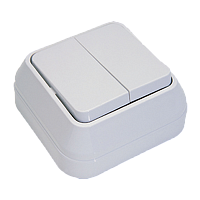 Выключатель Makel Siva Ustu 2-клав.10A пластик накладной белый 45103 (1/10)