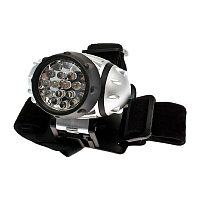 Фонарь налобный Космос H14 1.5W 14LED от батареек 4 режима серебряный (1/25/100)