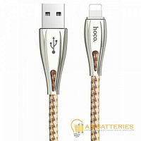 Кабель HOCO U56 USB (m)-Lightning (m) 1.2м 2.4A металл золотой (1/28/168)  | Ab-Batteries | Элементы питания и аксессуары для сотовых оптом