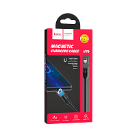 Кабель HOCO U76 USB (m)-Lightning (m) 1.2м 2.4A нейлон магнит черный (1/22/220)