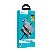 USB-Хаб HOCO HB30 1USB/Type-C/HDMI/VGA Type-C (m) USB3.0 серый (1/18/180)