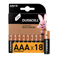 Батарейка Duracell Basic LR03 AAA BL18 Alkaline 1.5V (18/180/62640) 