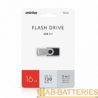Флеш-накопитель Smartbuy TRIO 16GB USB3.0 Type-C (m)/microUSB (m) пластик черный