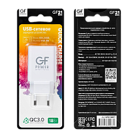 Сетевое З/У GFPower GF21M 1USB/Type-C 3.0A QC3.0 белый (48/192) 