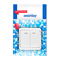 Выключатель Smartbuy "Юпитер" 2-клав.10A с индикатором белый