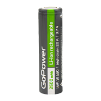 Аккумулятор Li-ion GoPower IMR18650 PC1 20A 3.7V 2500mAh б/з высокоток. плос.конт. (1/100/400) 