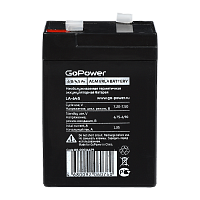 Аккумулятор свинцово-кислотный GoPower LA-645 6V 4.5Ah клеммы T1/ F1 (1/20)