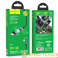 Кабель HOCO U94 USB (m)-microUSB (m) 1.2м 2.4A ткань 360° черный (1/22/220)