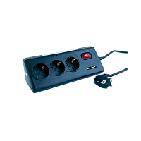Сетевой фильтр Старт ZDV S 3р.С/З 16A 1.5м 2USB ПВС 3x1мм² со шторкой с выкл. (1/12)