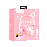 Наушники полноразмерные HOCO W36 Cat ear с микр. розовый (1/30)