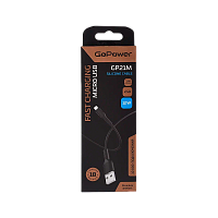 Кабель GoPower GP21M USB (m)-microUSB (m) 1м 2.4A силикон черный (1/200/800)