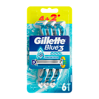 Бритва одноразовая Gillette "BLUE3 Cool" 3 лезвия 4+2шт. (1/6) 