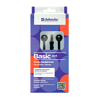 Наушники внутриканальные Defender 604 Basic черный (1/50)