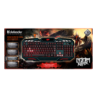 Клавиатура проводная Defender GK-100DL Doom Keeper игровая USB 1.5м черный (1/20) 