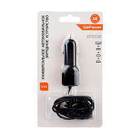 Автомобильное З/У GoPower GPQC13 1USB+Кабель MicroUSB/Lightning/Type-C черный (1/200)