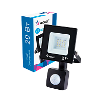 Прожектор светодиодный Космос 20W 230V IP65 6500К холодный с датчиком движения черный (1/50)
